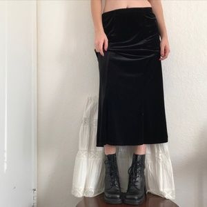 Black Velvet Midi Skirt